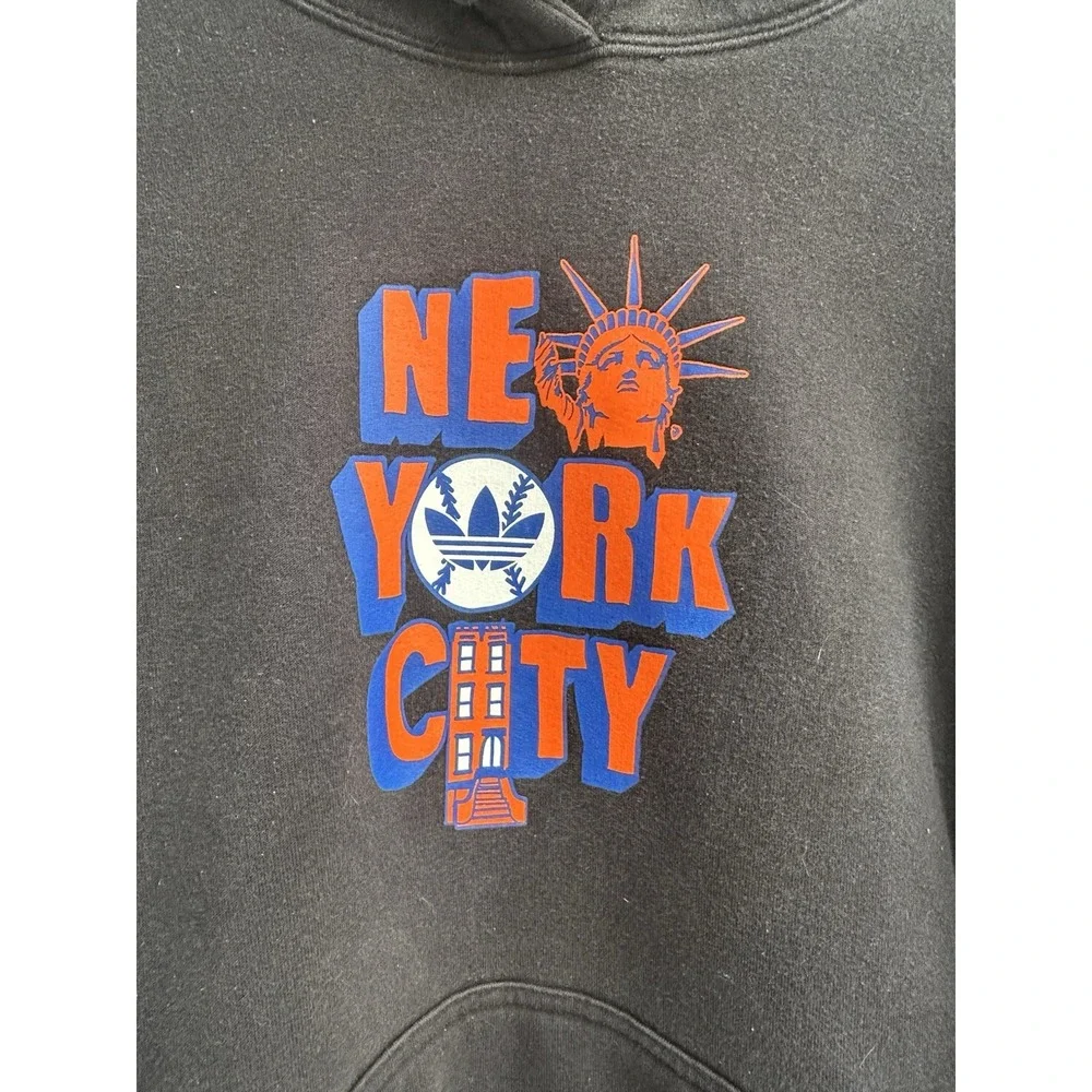 Adidas Originals NYC Graphic‎ Hoodie Black Orange Blue Mens Medium Streetwear